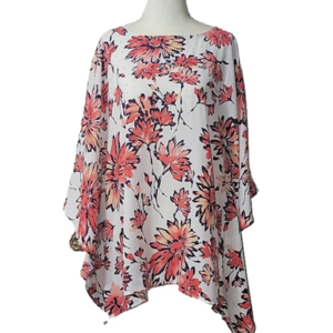 QUACKER FACTORY Poncho Caftan in gorgeous floral print, Size Medium